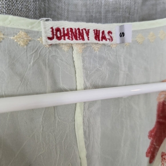 Johnny Was Sheer Floral Embroidered Tunic Dress Woman’s Small Light Lime Green - Picture 5 of 6